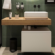 Тумба с раковиной STWORKI Ольборг 100 SRT-489129 подвесной цвет Белый матовый Дуб французски-2