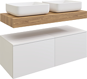 Тумба с раковиной STWORKI Ольборг 120 SRT-489135 подвесной цвет Белый матовый Дуб французски