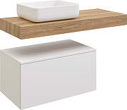 Тумба с раковиной STWORKI Ольборг 120 SRT-489180 подвесной цвет Белый матовый Дуб французски