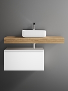 Тумба с раковиной STWORKI Ольборг 120 SRT-489180 подвесной цвет Белый матовый Дуб французски-1