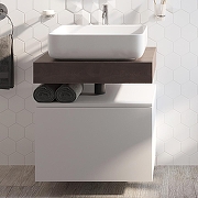 Тумба с раковиной STWORKI Ольборг 60 SRT-489242 подвесной цвет Белый матовый Дуб карпентер-2