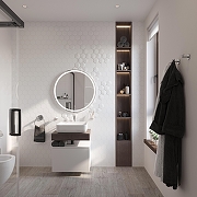 Тумба с раковиной STWORKI Ольборг 60 SRT-489242 подвесной цвет Белый матовый Дуб карпентер-3