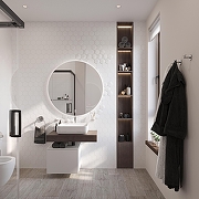 Тумба с раковиной STWORKI Ольборг 80 SRT-489279 подвесной цвет Белый матовый Дуб карпентер-5