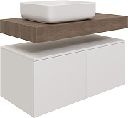 Тумба с раковиной STWORKI Ольборг 100 SRT-489291 подвесной цвет Белый матовый Дуб карпентер