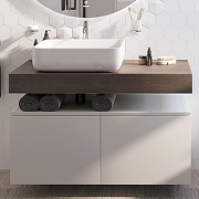 Тумба с раковиной STWORKI Ольборг 100 SRT-489291 подвесной цвет Белый матовый Дуб карпентер-2