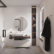 Тумба с раковиной STWORKI Ольборг 100 SRT-489291 подвесной цвет Белый матовый Дуб карпентер-3