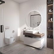 Тумба с раковиной STWORKI Ольборг 100 SRT-489291 подвесной цвет Белый матовый Дуб карпентер-4