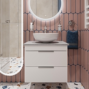 Тумба под раковину STWORKI Копенгаген 60 подвесная цвет Белый, Серый матовый-1