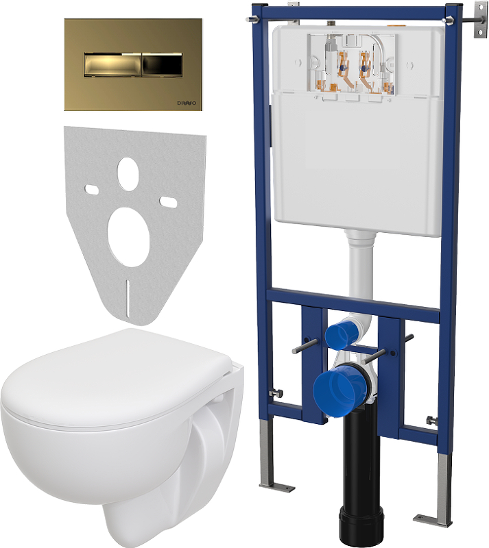 Комплект унитаза DIWO Seramiksan Natura A051041H с сиденьем с инсталляцией DIWO 4501 