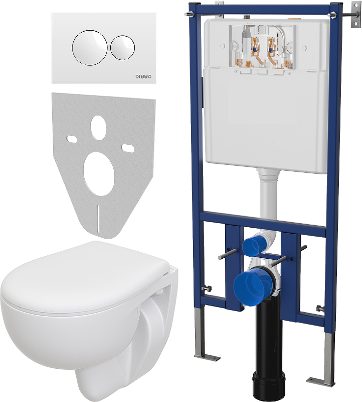 Комплект унитаза DIWO Seramiksan Natura A051041H с сиденьем с инсталляцией DIWO 4501 