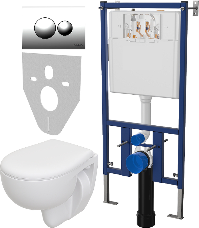 Комплект унитаза DIWO Seramiksan Natura A051041H с сиденьем с инсталляцией DIWO 4501 