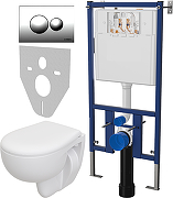 Комплект унитаза DIWO Seramiksan Natura A051041H с сиденьем с инсталляцией DIWO 4501 с клавишей смыва цвет Хром