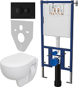 Комплект унитаза DIWO Seramiksan Natura A051041H с сиденьем с инсталляцией DIWO 4501 с клавишей смыва цвет Матовый черный