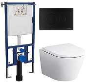 Унитаз с инсталляцией DIWO AM.PM Sense C741701SC + DIWO 4501 с сиденьем Микролифт с клавишей смыва цвет Матовый черный