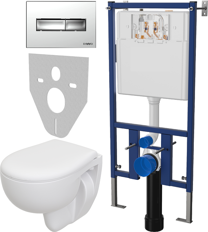 Комплект унитаза DIWO Seramiksan Natura A051041H с сиденьем с инсталляцией DIWO 4501 