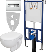 Комплект унитаза DIWO Seramiksan Natura A051041H с сиденьем с инсталляцией DIWO 4501 с клавишей смыва цвет Глянцевый хром