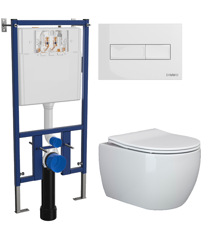 Комплект унитаза DIWO Ceramicanova Play CN3001 с сиденьем с инсталляцией DIWO 4501 
