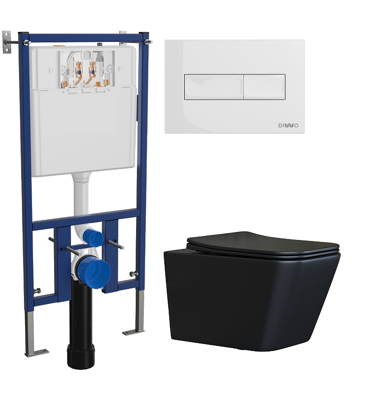 Комплект унитаза DIWO Ceramicanova Metric CN3007MB с сиденьем с инсталляцией DIWO 4501 