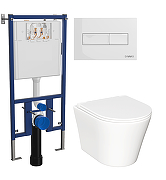 Комплект унитаза DIWO Ceramicanova Forma CN3011 с сиденьем с инсталляцией DIWO 4501 с клавишей смыва цвет Глянцевый белый