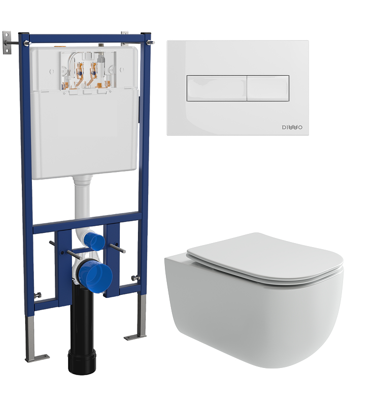 Комплект унитаза DIWO Ceramicanova Noel CN3013 с сиденьем с инсталляцией DIWO 4501 