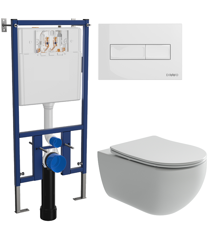 Комплект унитаза DIWO Ceramicanova Long CN3015 с сиденьем с инсталляцией DIWO 4501 