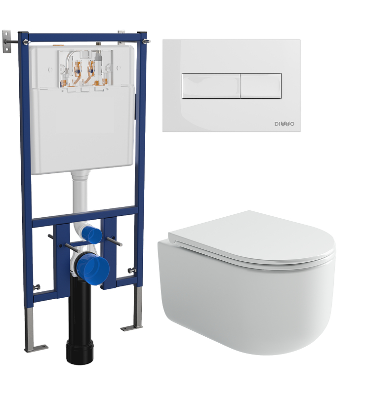 Комплект унитаза DIWO Ceramicanova Ulma Rimless CN4006 с сиденьем с инсталляцией DIWO 4501 