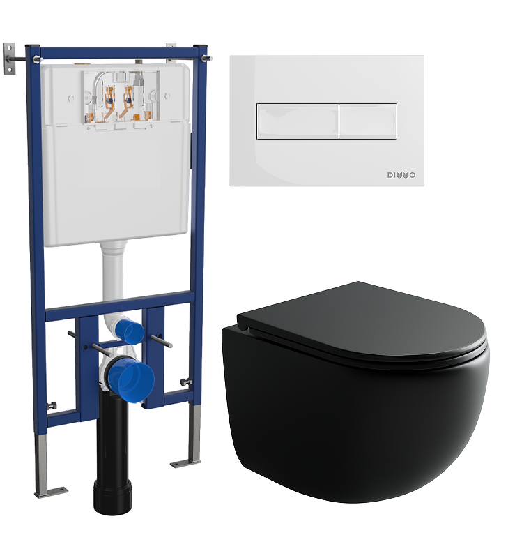 Унитаз с инсталляцией DIWO Ceramicanova UP Rimless CN4007MB + DIWO 4501 