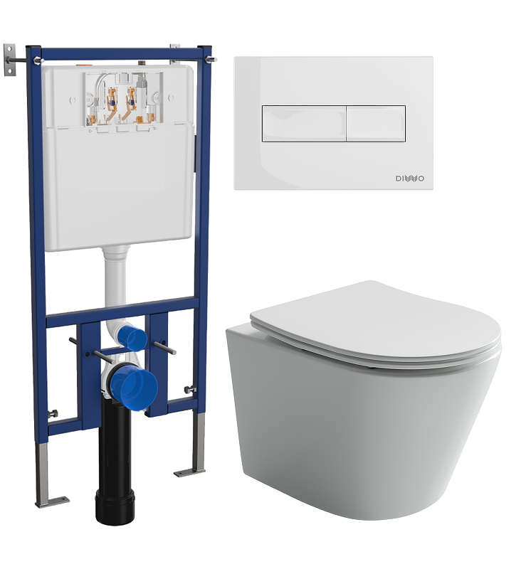 Комплект унитаза DIWO Ceramicanova Balearica Rimless CN6000 с сиденьем с инсталляцией DIWO 4501 