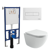 Комплект унитаза DIWO Ceramicanova Vogue CN4008T с сиденьем с инсталляцией DIWO 4501 с клавишей смыва цвет Глянцевый белый