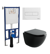 Унитаз с инсталляцией DIWO Ceramicanova Vogue CN4008TMB + DIWO 4501 с сиденьем Микролифт с клавишей смыва цвет Глянцевый белый-7