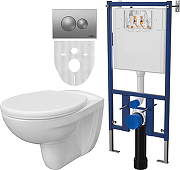 Комплект унитаза DIWO Анапа с сиденьем Микролифт с инсталляцией DIWO 4501 с клавишей смыва цвет Матовый хром-9