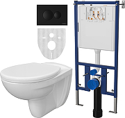 Комплект унитаза DIWO Анапа с сиденьем Микролифт с инсталляцией DIWO 4501 с клавишей смыва цвет Матовый черный-9