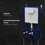 Комплект унитаза DIWO Анапа с сиденьем Микролифт с инсталляцией DIWO 4501 с клавишей смыва цвет Хром-4