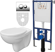 Комплект унитаза DIWO Анапа с сиденьем Микролифт с инсталляцией DIWO 4501 с клавишей смыва цвет Хром-9