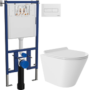Комплект унитаза DIWO Aqueduto Cone Tornado CONT0110 с сиденьем с инсталляцией DIWO 4501 с клавишей смыва цвет Глянцевый белый