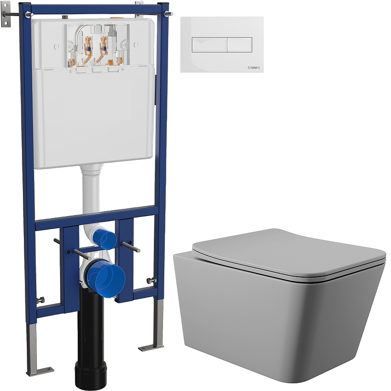 Комплект унитаза DIWO Aqueduto Macio MAC0130 с сиденьем с инсталляцией DIWO 4501 