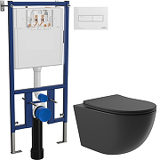 Комплект унитаза DIWO Aqueduto Ovo OVO0140 с сиденьем с инсталляцией DIWO 4501 с клавишей смыва цвет Глянцевый белый