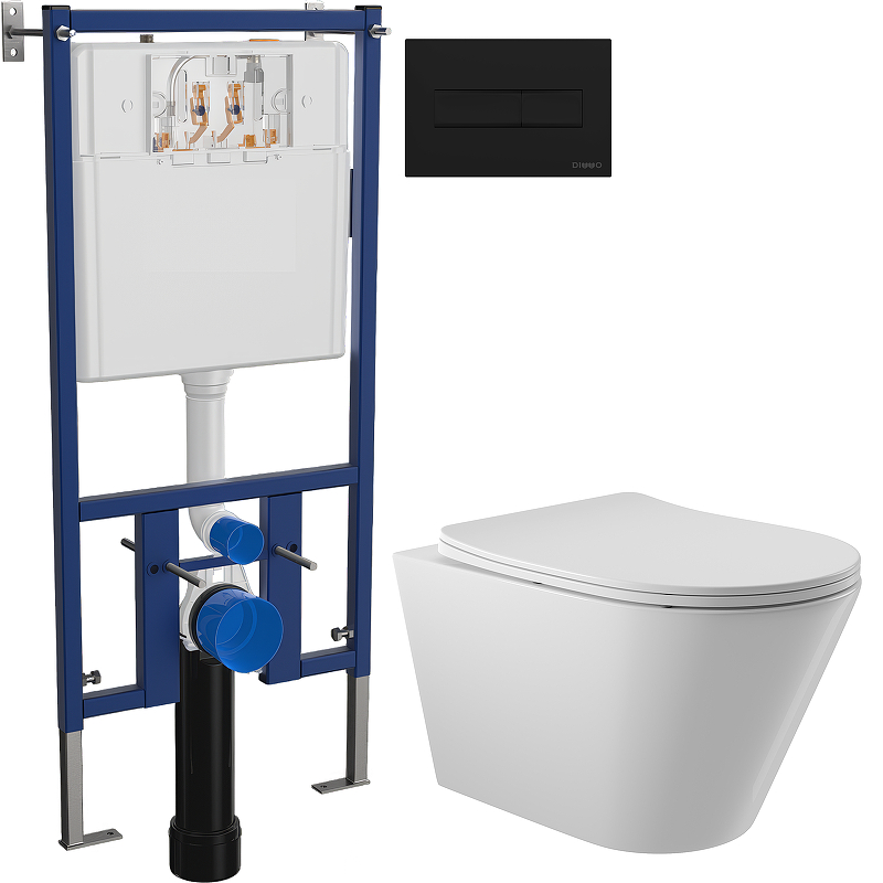 Комплект унитаза DIWO Aqueduto Cone CON0110 с сиденьем с инсталляцией DIWO 4501 