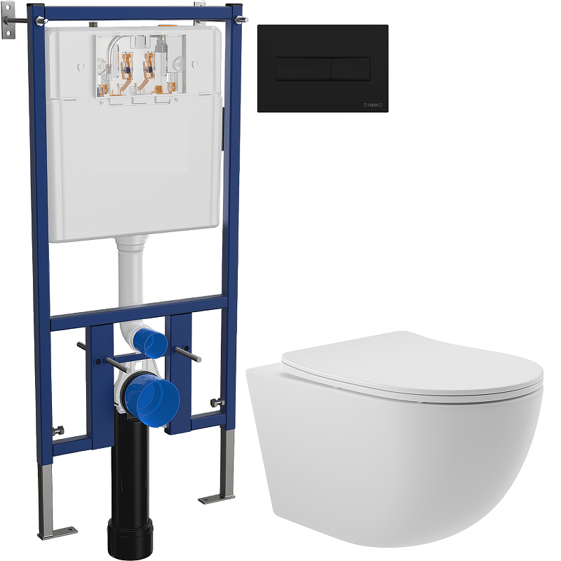 Комплект унитаза DIWO Aqueduto Ovo OVO0120 с сиденьем с инсталляцией DIWO 4501 