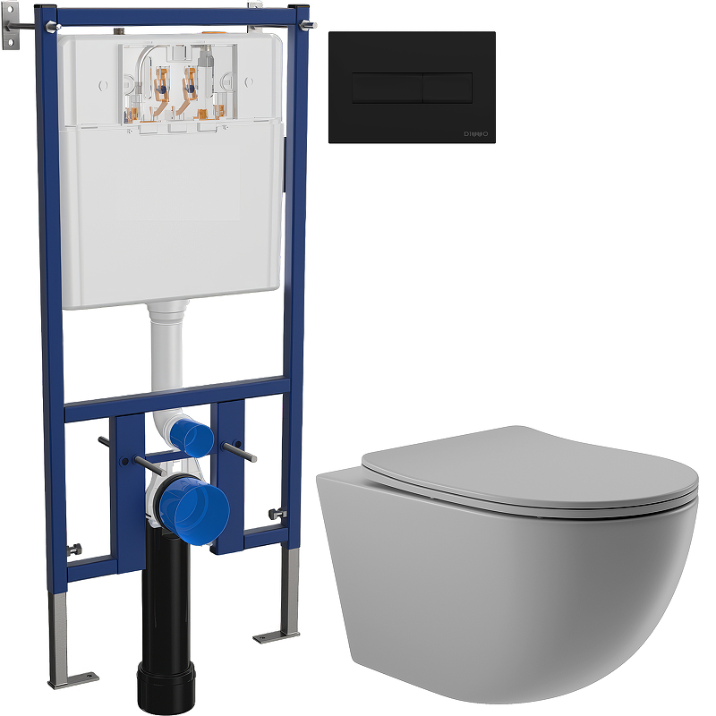 Комплект унитаза DIWO Aqueduto Ovo OVO0130 с сиденьем с инсталляцией DIWO 4501 