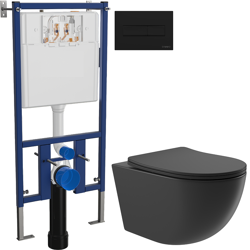 Комплект унитаза DIWO Aqueduto Ovo OVO0140 с сиденьем с инсталляцией DIWO 4501 