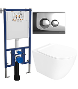 Комплект унитаза DIWO STWORKI Готланд S13401WH с сиденьем Микролифт с инсталляцией DIWO 4501 с клавишей смыва цвет Хром