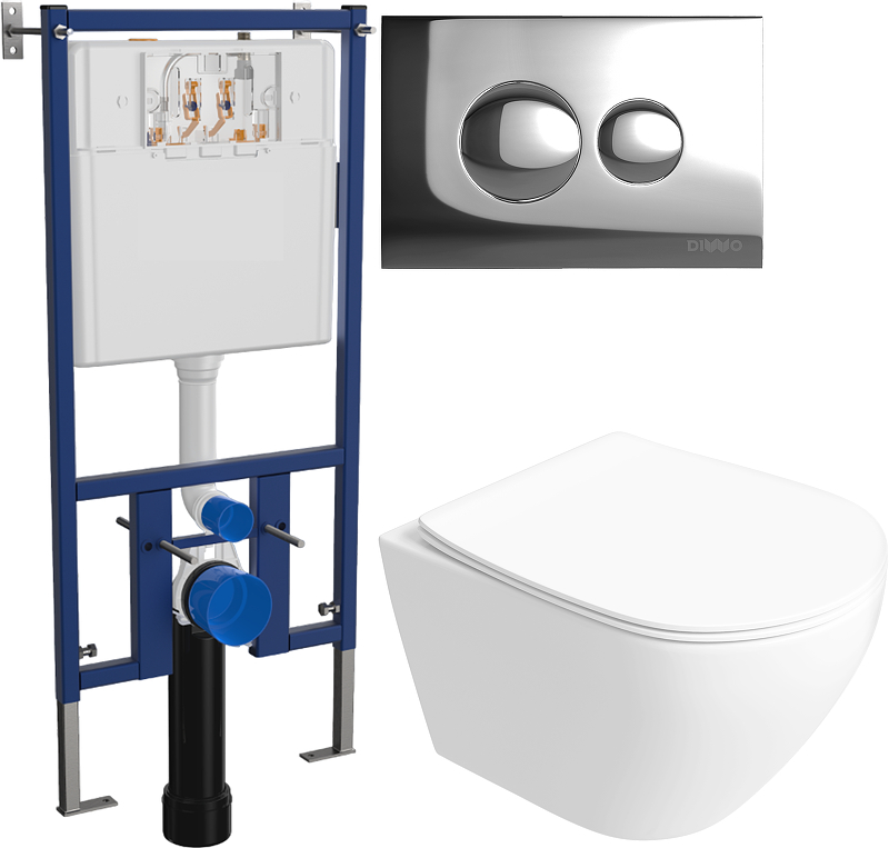 Комплект унитаза DIWO STWORKI Кронборг S28401WH с сиденьем Микролифт с инсталляцией DIWO 4501 