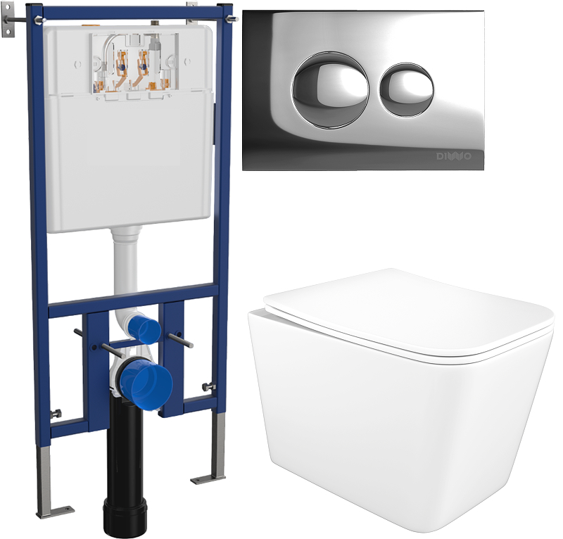 Комплект унитаза DIWO STWORKI Молде S23401WH с сиденьем Микролифт с инсталляцией DIWO 4501 