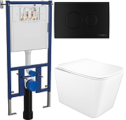 Комплект унитаза DIWO STWORKI Молде S23401WH с сиденьем Микролифт с инсталляцией DIWO 4501 с клавишей смыва цвет Матовый черный