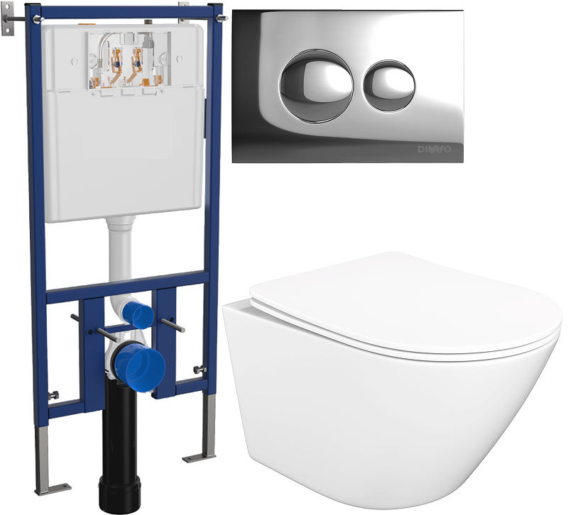 Комплект унитаза DIWO STWORKI Левангер S07401WH с сиденьем Микролифт с инсталляцией DIWO 4501 