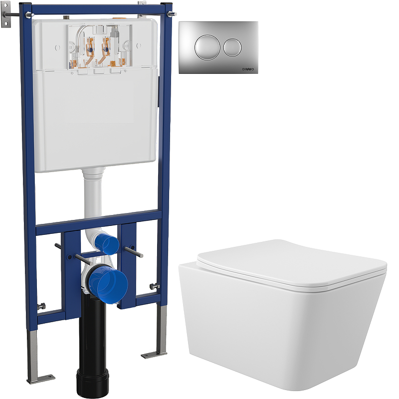 Комплект унитаза DIWO Aqueduto Macio MAC0120 с сиденьем с инсталляцией DIWO 4501 