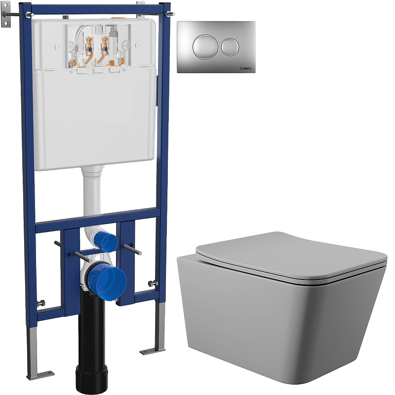 Комплект унитаза DIWO Aqueduto Macio MAC0130 с сиденьем с инсталляцией DIWO 4501 