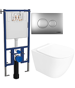 Комплект унитаза DIWO STWORKI Готланд S13401WH с сиденьем Микролифт с инсталляцией DIWO 4501 с клавишей смыва цвет Матовый хром