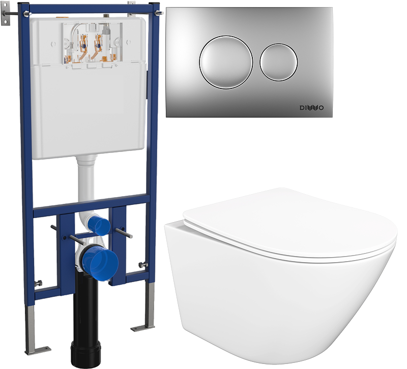 Комплект унитаза DIWO STWORKI Левангер S07401WH с сиденьем Микролифт с инсталляцией DIWO 4501 